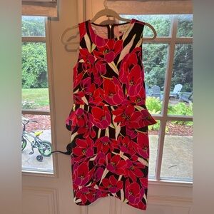 Kate Spade tropical floral print peplum dress.